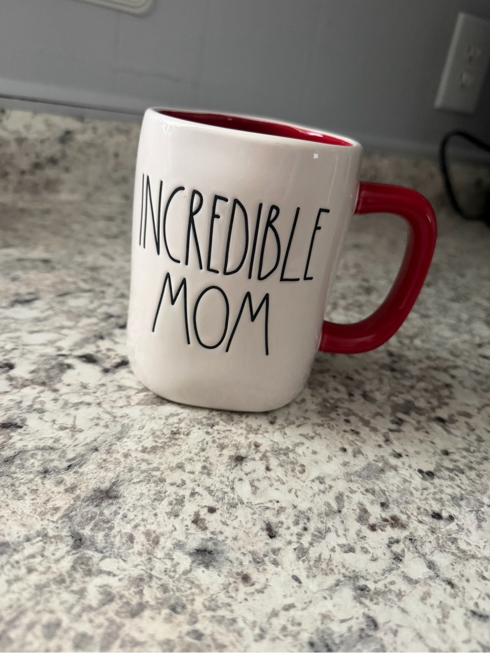 Rae Dunn Incredible Mom Red and White Ceramic Mug